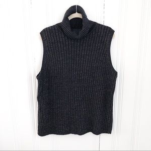 Vintage Metallic Multi Black Sleeveless Turtleneck